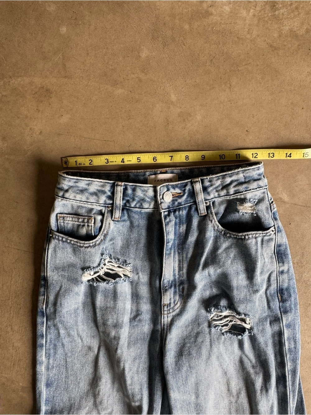 Pacific Sunwear 90’s Boyfriend Light Blue Denim Distressed Jeans  25 - Picture 3 of 12